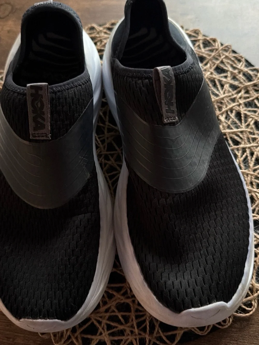 HOKA Men’s Slip-On Athletic Shoe in Black and White
